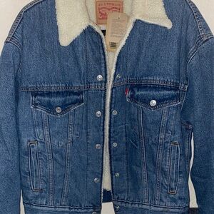 Levi's Blue Denim Sherpa-Lined Trucker Jacket